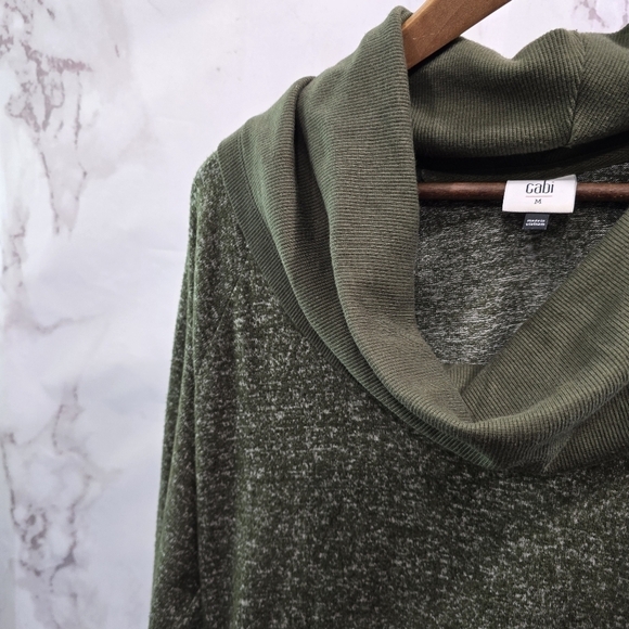Cabi Dress Womens Medium Green Cowl Sweatshirt Solace Long Sleeve Heathered 4016 - Picture 2 of 11